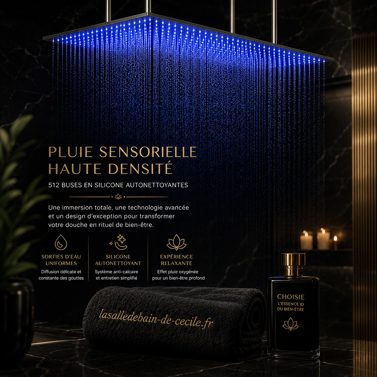 Détail ciel de pluie Marbelle chrome XXL